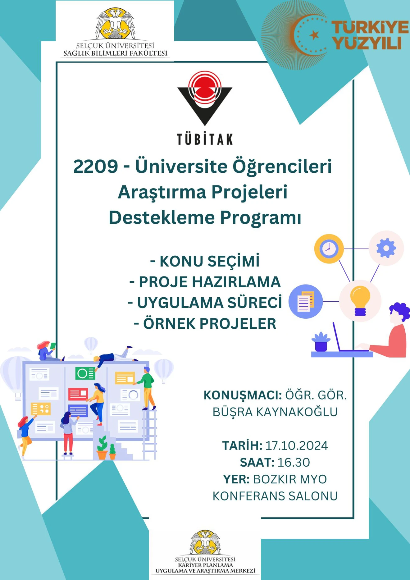 2209 Üniversite Öğrencileri Araştırma Projeleri Destekleme Programı -Konu Seçimi -Proje Hazırlama -Uygulama Süreci -Örnek Projeler Etkinliği
